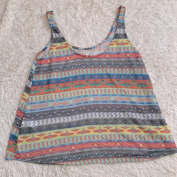 Zara trafulac size medium open knit Aztec tribal multicolored tank top - Picture 2 of 6